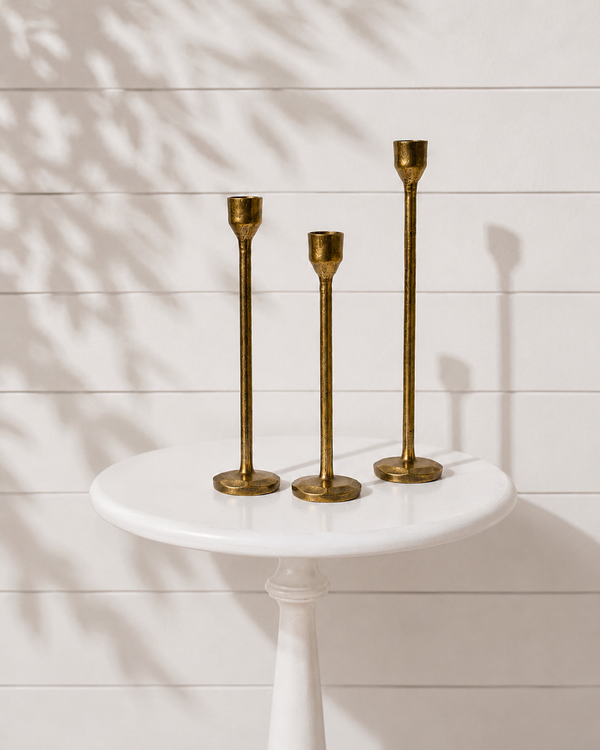 ALYA - Vintage aged brass candle holders